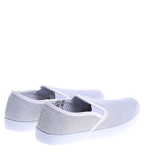 Wsuwane srebrne dziewczęce tenisówki slip on /G5-2 14827 T116/