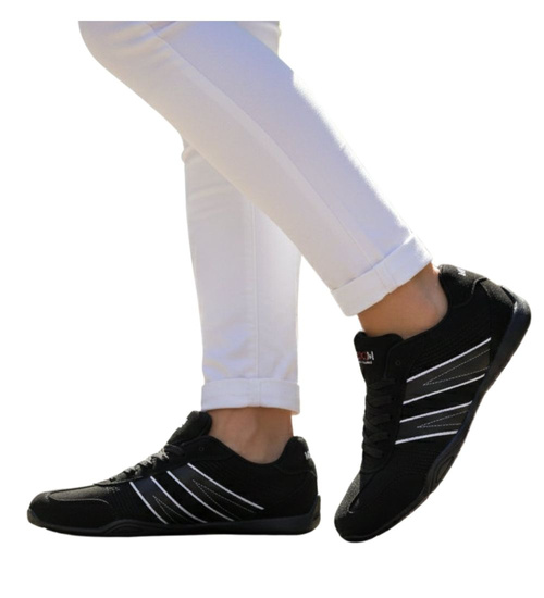 Sznurowane damskie czarne buty sportowe ost505