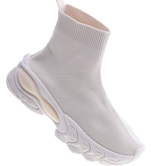 Wsuwane beżowe trampki damskie /D9-3 13310 T291/