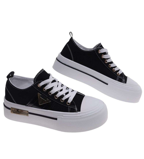 Czarne trampki na wysokiej platformie /B2-1 18788 W233/