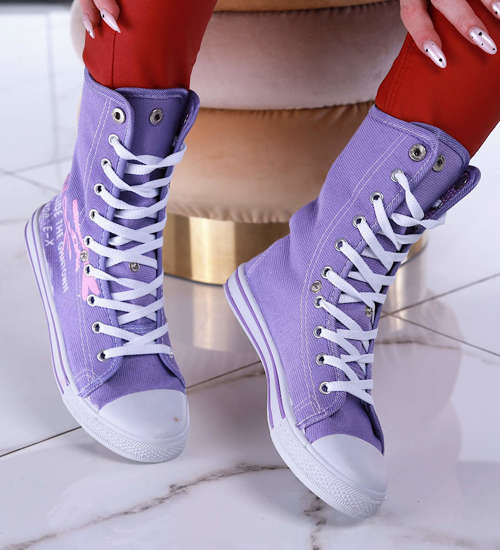 Wysokie fioletowe trampki damskie /G4-2 13508 T098/