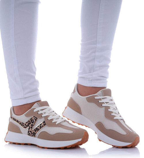 Beżowe buty sportowe snekaersy /G12-3 17381 GF489/