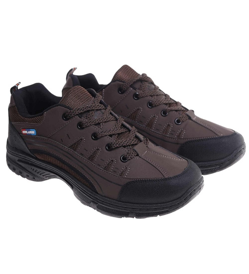 Sznurowane męskie buty trekkingowe Brązowe /E8-1 18168 S393/