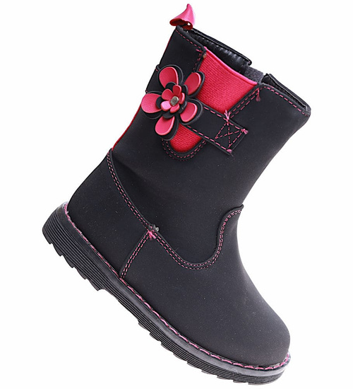 Ocieplane czarne kozaki dziewczęce /A4-2 17144 T198/