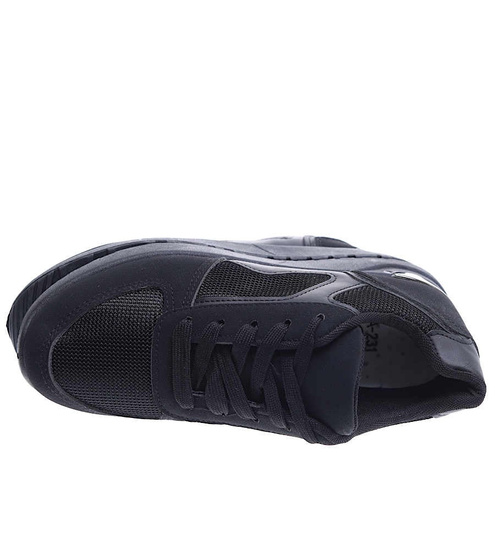 Sznurowane czarne buty sportowe damskie /D5-2 15711 T287/