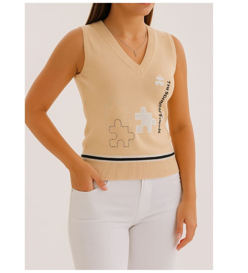 Beżowa koszulka bezrękawnik /H2 K13 ub970 S0/