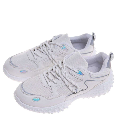 Białe sneakersy damskie sznurowane buty sportowe /D1-3 18710 T152/