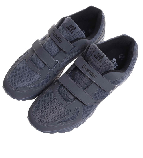 Szare męskie buty sportowe na rzepy Sandic Duże rozmiary /G5-1 18117 T678/