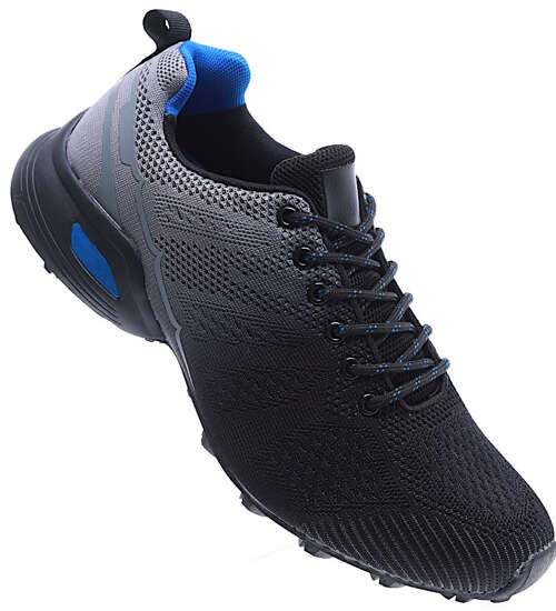 Czarno szare sznurowane męskie buty sportowe /F4-1 15601 T732/