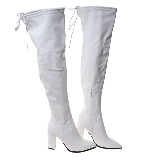 Białe kozaki muszkieterki na obcasie /G11-3 18444 W184/