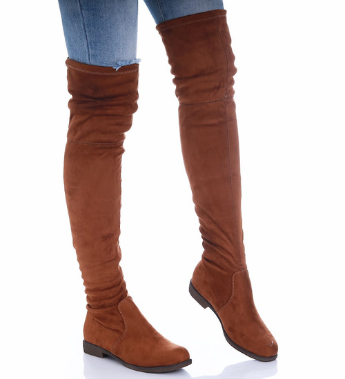 Brązowe kozaki muszkieterki damskie /F9-2 17036 G483/