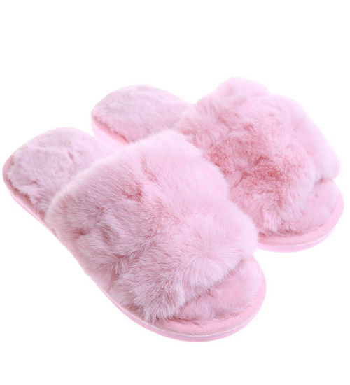 Pluszowe jasno różowe kapcie dziewczęce /D6-1 17159 G8-6/