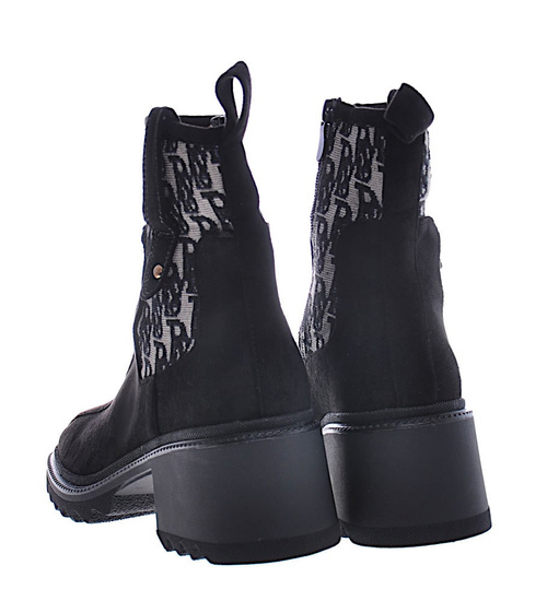 Czarne damskie botki workery /F2-2 18190 T293/