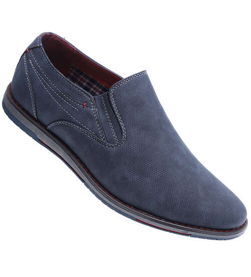 Wsuwane męskie granatowe półbuty /B5-2 2344 T386/