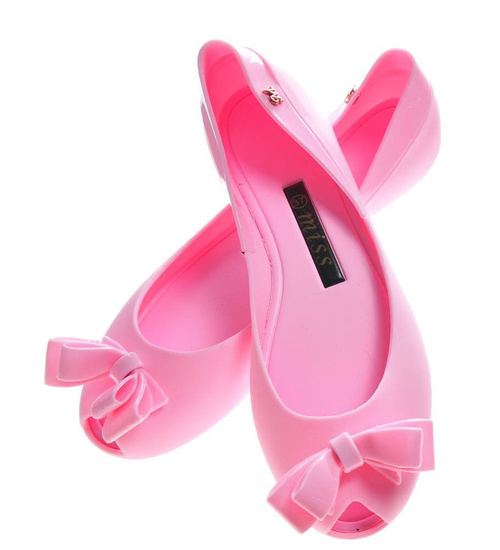 Gumowe balerinki meliski z kokardą Różowe /F10-2 4455 S078/
