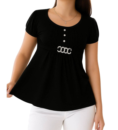 Czarna koszulka bluzka damska z guziczkami /H2-K5 UB945 S0/