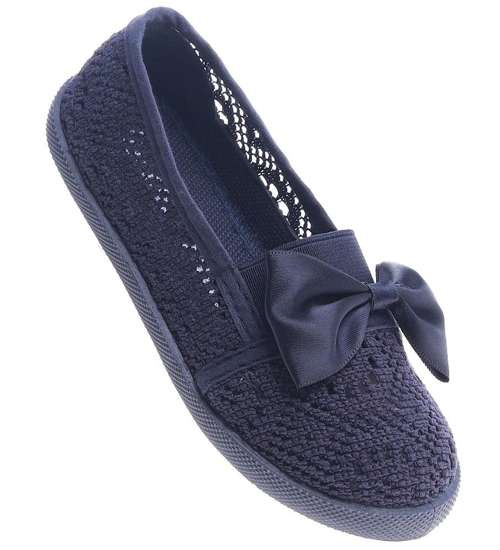 Ażurowe dziewczęce baleriny Granatowe /E5-2 13657 T5/