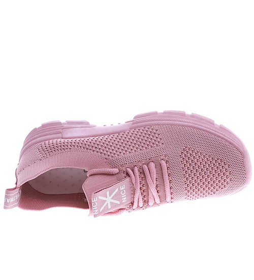 Wsuwane damskie buty sportowe Różowe /A9-3 13100 S396/