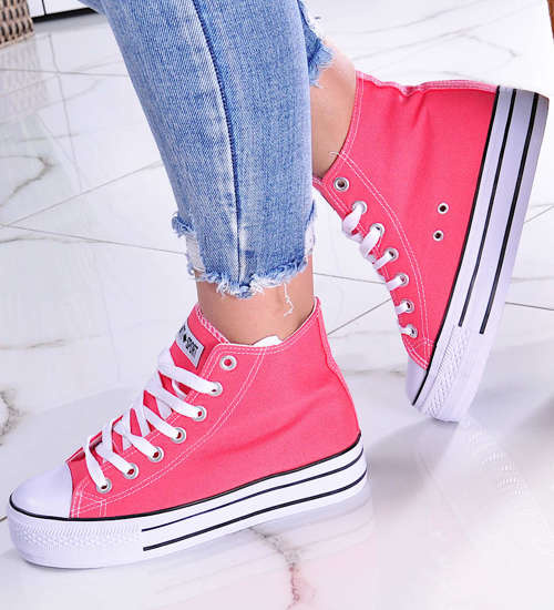 Wysokie damskie trampki na platformie /G9-2 11562 T079/