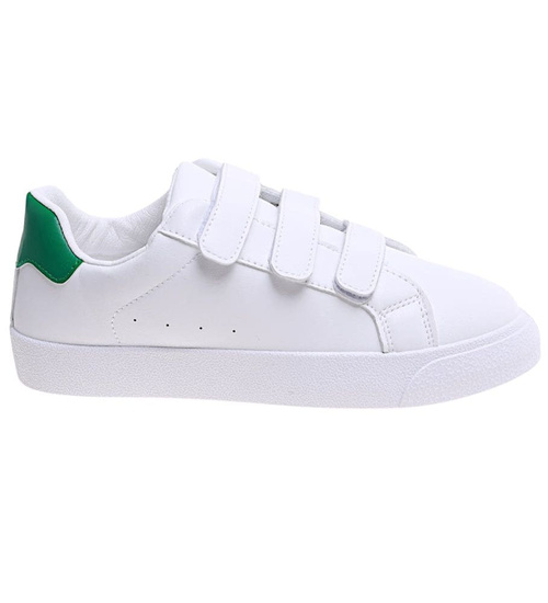 Białe damskie trampki na rzepy /f10-3 16247 G233/