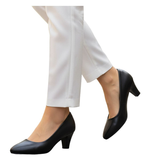 Klasyczne czarne czółenka na obcasie /F10-2 18630 T352/