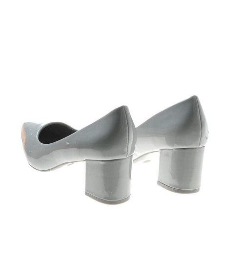 Kobiece damskie czółenka na słupku Szare /F6-2 8564 S397/