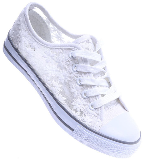 Ażurowe białe trampki dla dziewczynki /B1-2 3222 T144/