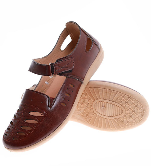 Ażurowe brązowe letnie półbuty /B3-2 16322 T036/