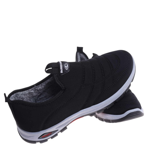 Wsuwane sneakersy męskie z ociepleniem Czarne /F5-1+h2 18249 T386/