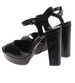 Czarne sandały damskie na słupku i platformie /F3-3 12208 G18-45/
