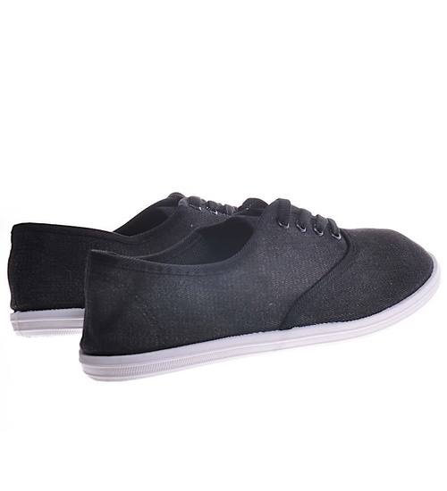 Sznurowane męskie tenisówki Czarne /E8-1 11708 T193/