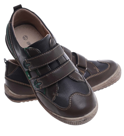 Chłopięce półbuty na rzepy Khaki /G12-2 18126 T282/