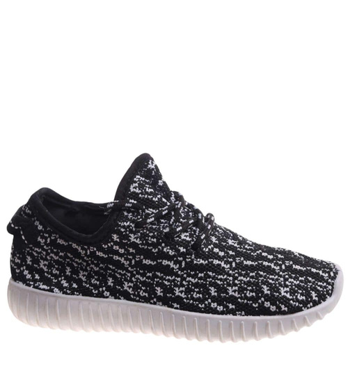 Dziewczęce czarno białe buty sportowe /E10-2 17499 T192/