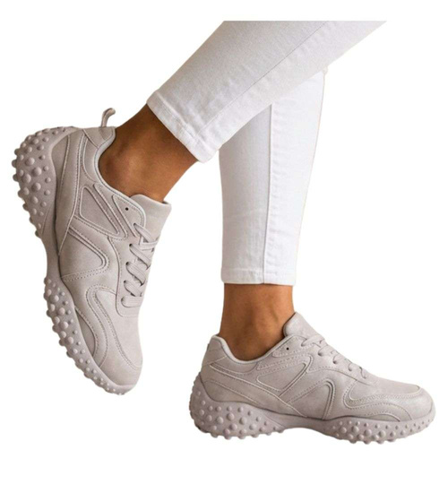 Szare sneakersy damskie sznurowane buty sportowe /D8-1 18709 T152/