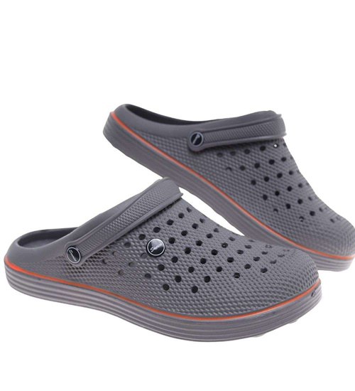 Kryte szare wodoodporne klapki męskie z paskiem /E7-1 18651 T135/