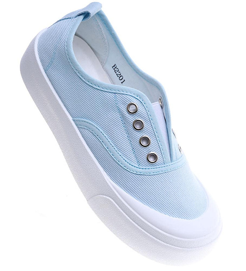 Wsuwane niebieskie trampki na platformie /C5-3 14074 S260/