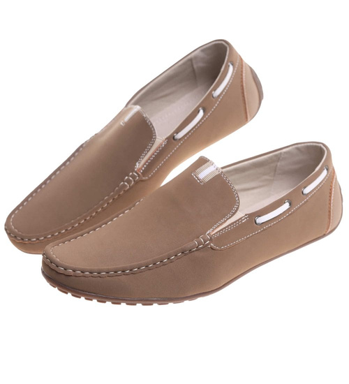 Mokasyny męskie Beżowe wsuwane półbuty /E9-3 17818 T345/