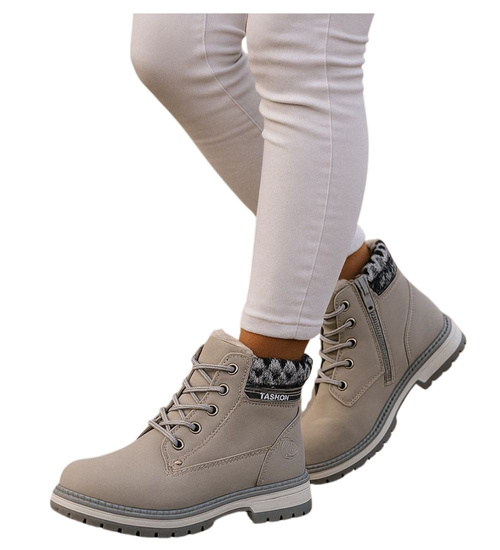 Ocieplane szare botki trapery dziewczęce /G1-2 18294 T384/