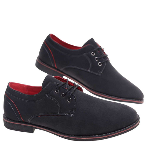 Półbuty czarne sznurowane pantofle /B5-2 18832 T330/