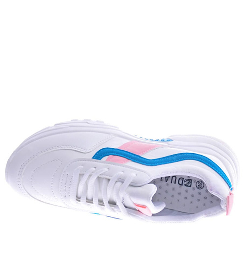 Wiązane sportowe buty damskie białe /F1-3 12519 T292/