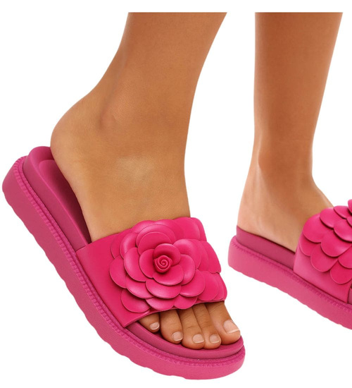 Plażowe różowe klapki damskie /D2-1 17865 S098/