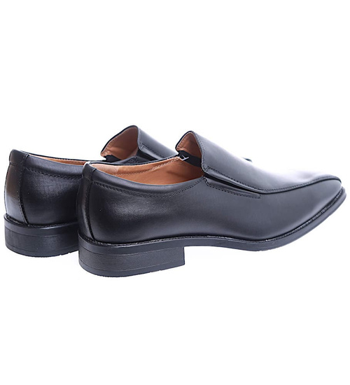 Wsuwane męskie czarne półbuty mokasyny /D6-1 15497 T251/