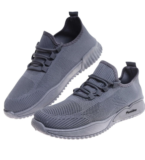 Szare wzuwane męskie buty sportowe /B4-1 18019 T288/