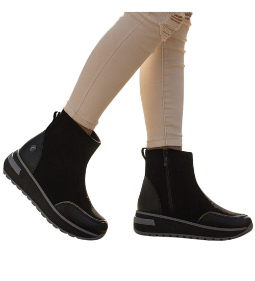 Sportowe botki damskie na zimę czarne /B4-1 18556 W205/