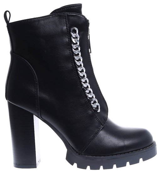 Ocieplane czarne botki lity na słupku /C3-1 15407 T333/