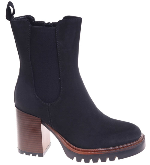 Czarne zimowe botki na słupku /J6-2 H2 18512 G388/