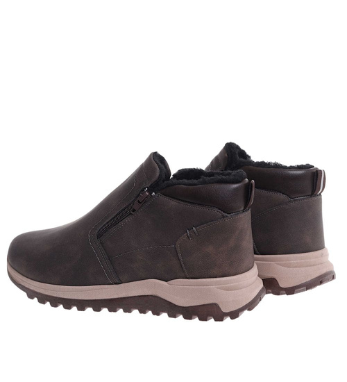 Brązowe botki męskie zimowe półbuty /E2-1 18595 T499/