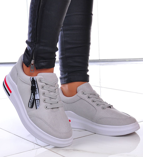 Lekkie sportowe buty damskie szare /E5-3 13011 T396/