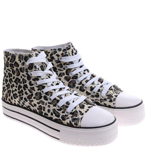 Wysokie trampki damskie na platformie Panterka /D9-2 16741 G9-84/