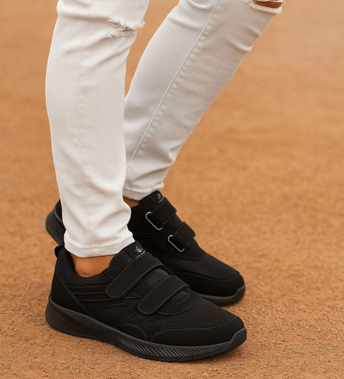 Czarne lekkie buty sportowe na rzepy /C1-3 18155 T289/